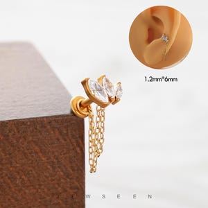 Silver Connected Chain With stud/Connector Earring/Piercing Chains/Cartilage Wrap Chain/Conch Chains/Earring Chain Connector/earrings