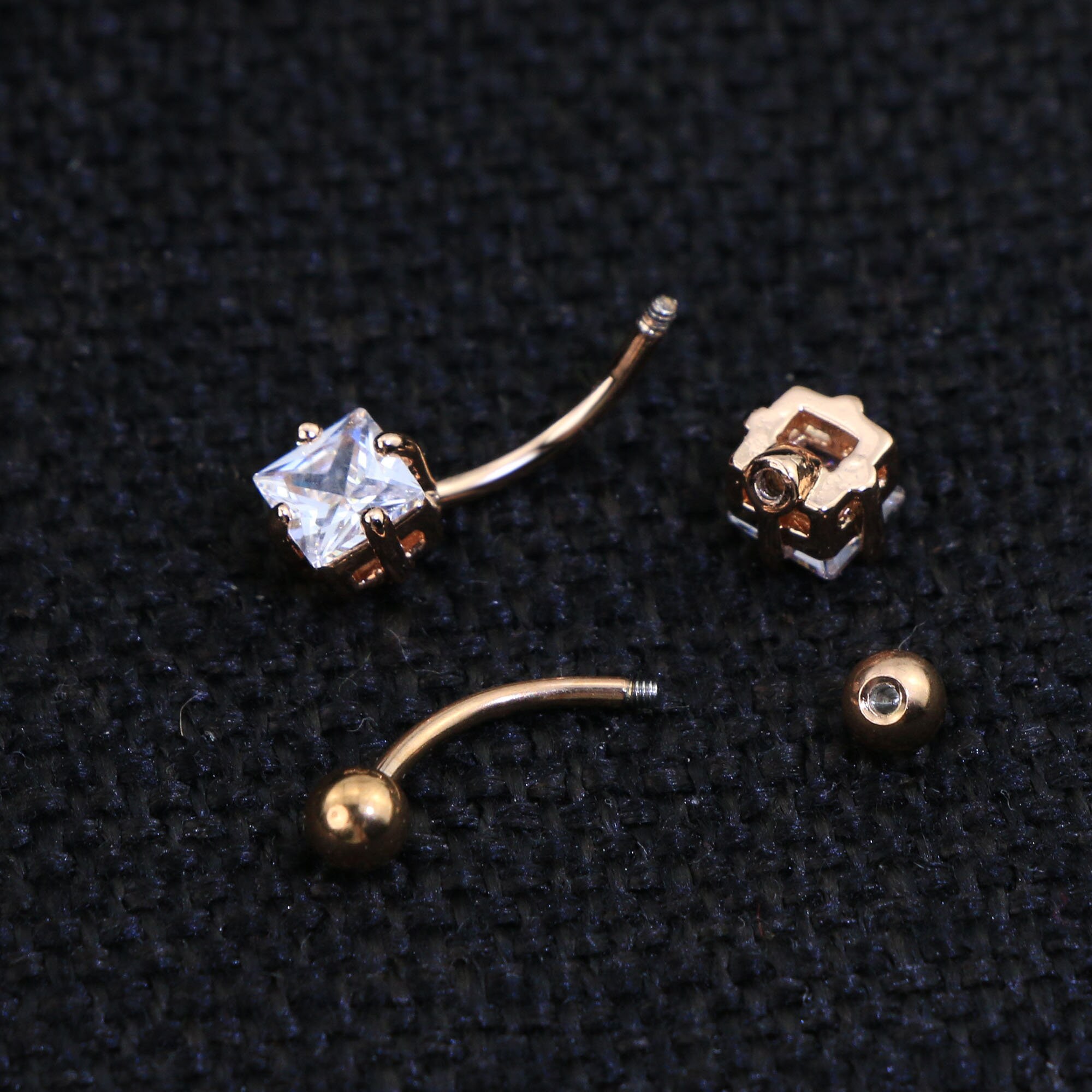 2pcs 16g Small Size Belly Button Rings Surgical Steel Square Etsy