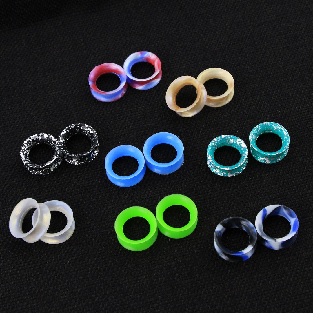 16PCS Soft Silicone Gauges/6g to 1'' Double Flared Flesh Tunnels/ear
