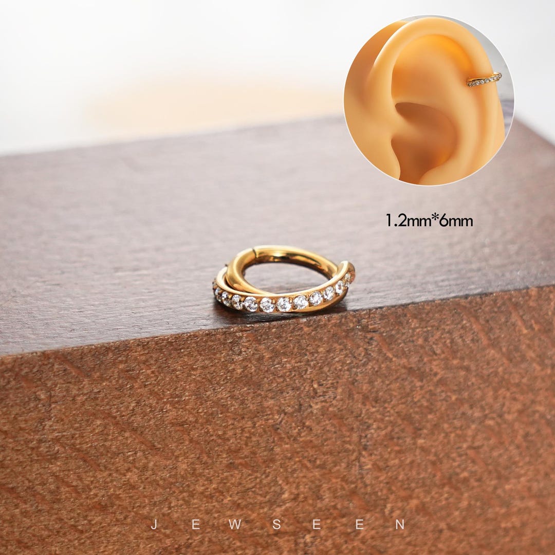16G Gem Paved Cartilage Ring/cartilage Hoop/helix Ring/cartilage ...