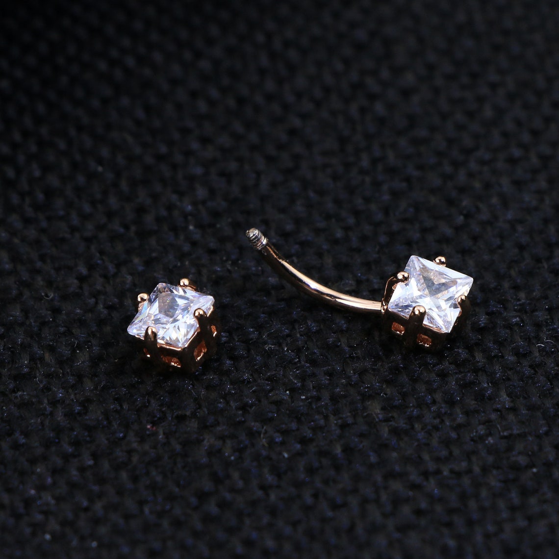 2pcs 16g Small Size Belly Button Rings Surgical Steel Square Etsy