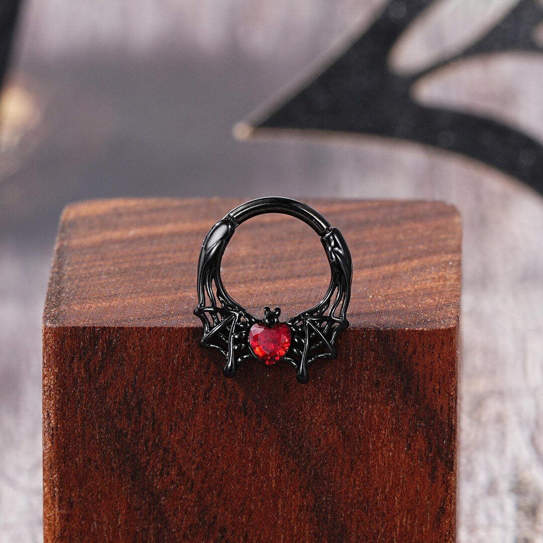 16g Halloween Bat Septum Ring: Gothic Heart Daith Hoop - Etsy