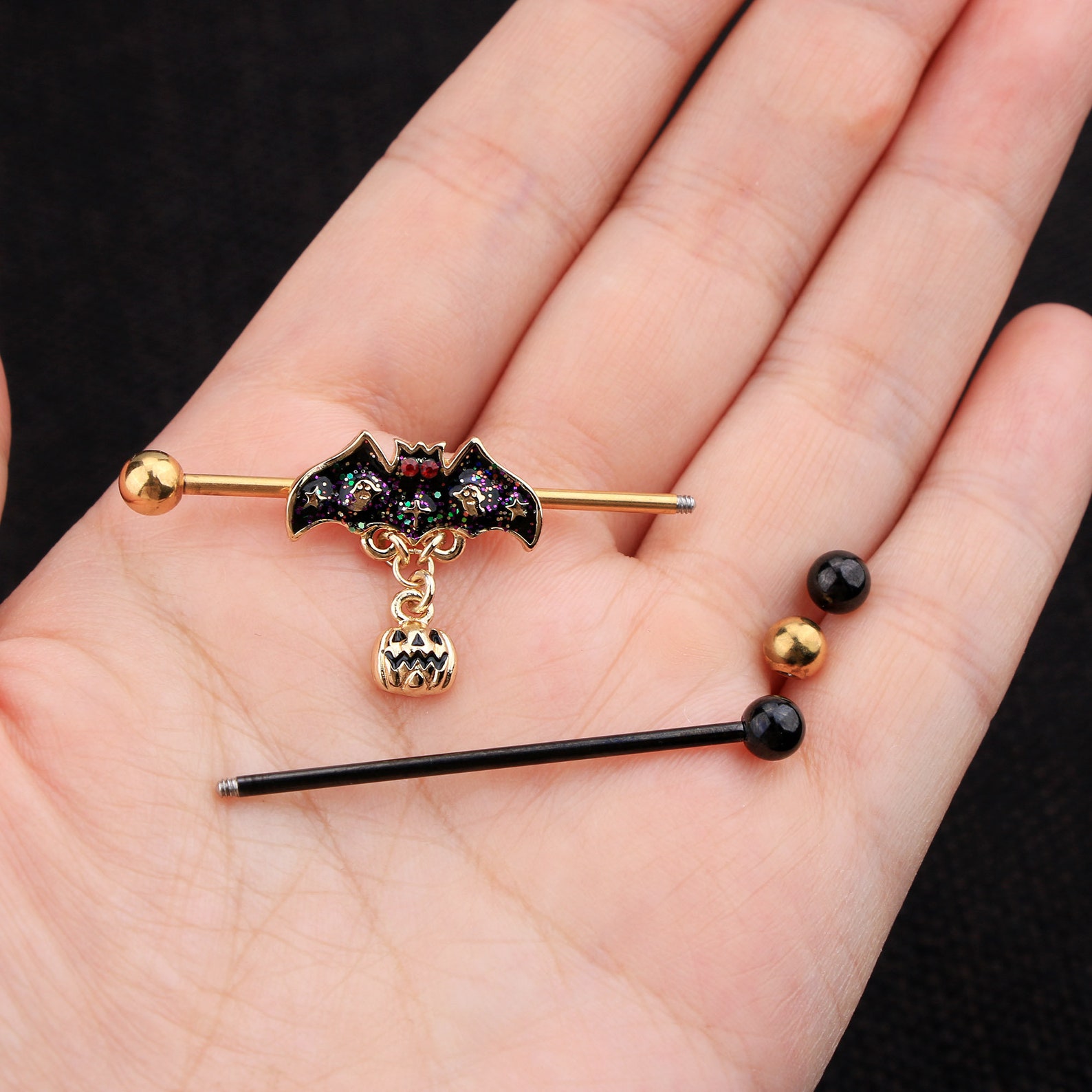 2PCS Industrial Piercing Gold Bat Industrial Barbell 14G Etsy