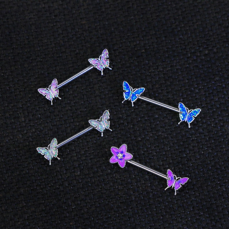 Nipple Barbell 14G Nipple Piercing Butterfly Nipple Jewelry - Etsy