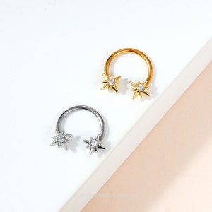 16G Star Septum Ring/Horseshoe Ring/Daith Jewelry/Cartilage Earring/Helix Hoop/Daith Hoop/Minimalist Earrings/Tragus Hoop/Conch Hoop