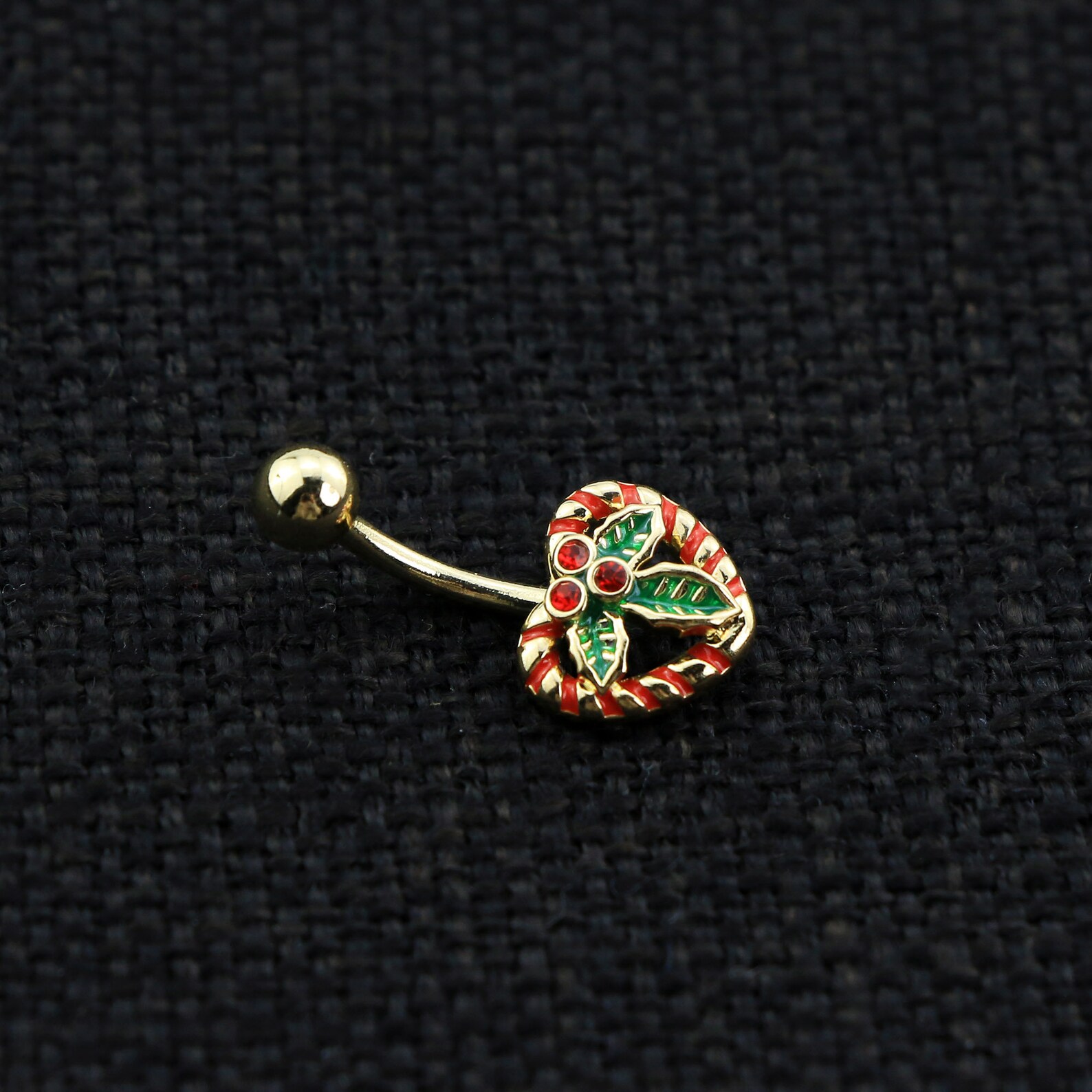 14G Christmas Belly Button Ring/heart Belly Barbell/navel Etsy
