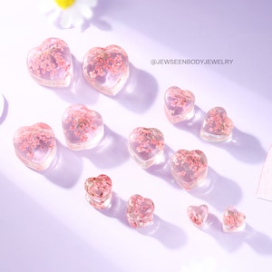 Heart Ear Gauges,Flower Ear Plugs,2g-5/8&#39;&#39;Ear Stretchers,Gauge & Plug Earrings,Ear Tunnels,Valentines Day,Mother&#39;s Day,Gift for her