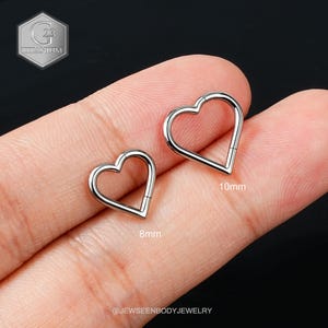 Pendiente Daith en forma de corazón de titanio de 16 g/perforación de hélice/joyería para perforación de Daith/perforación de cartílago/pendiente con bisagra/aro/regalo para ella
