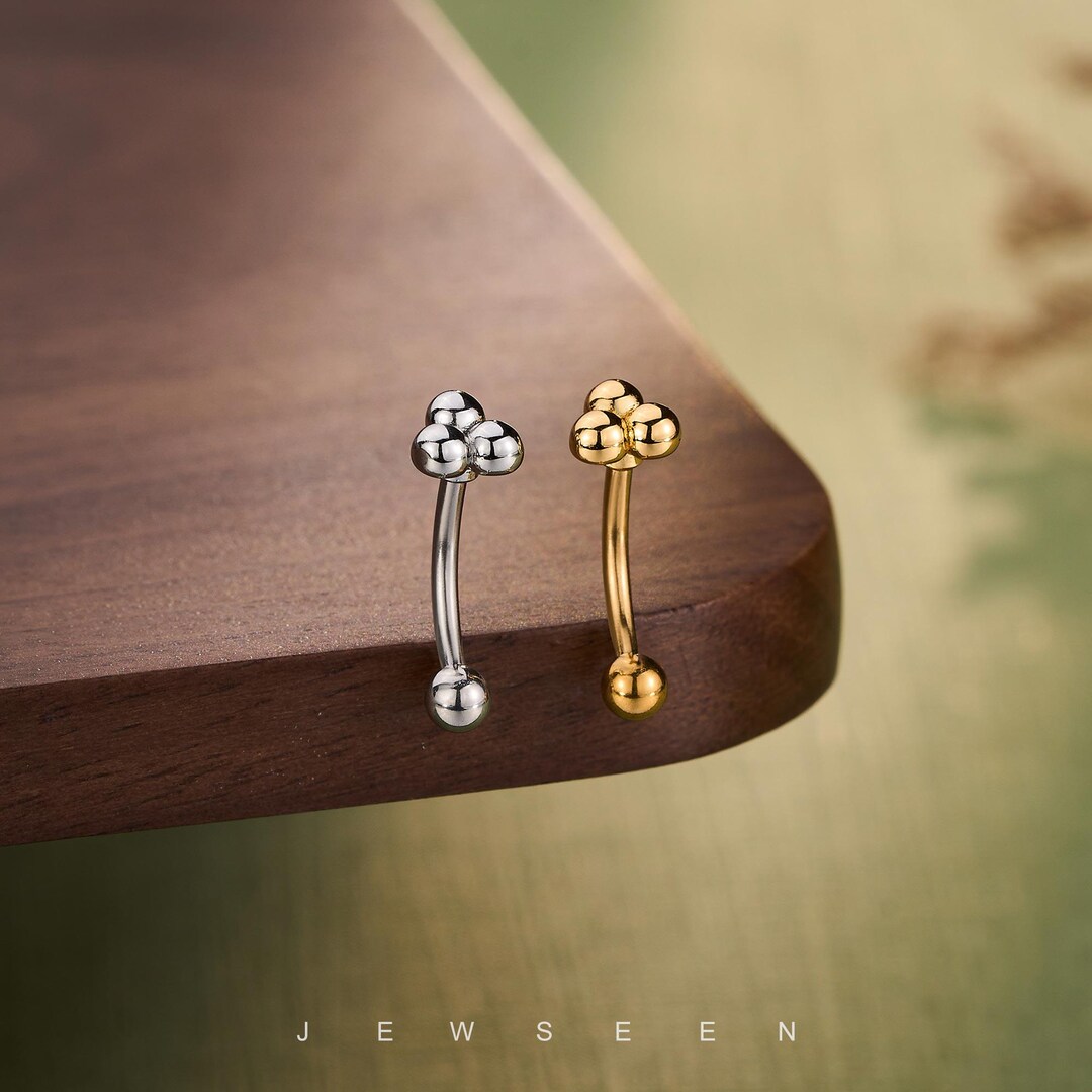 Triple Rook Piercing Triple Ball Curved Barbell, Rook Piercing, Rook Earrings, Eyebrow Ring ...
