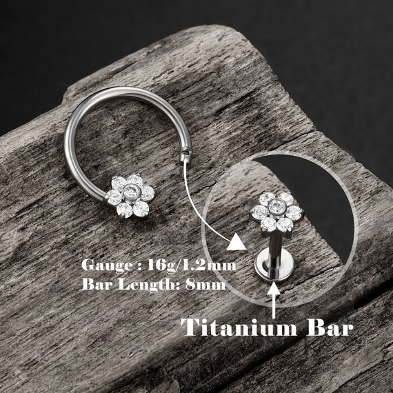 Orecchini Da Setto A Fiore 16g In Argento, 5 Pezzi, Piercing Donna, Gioielli Naso - 3