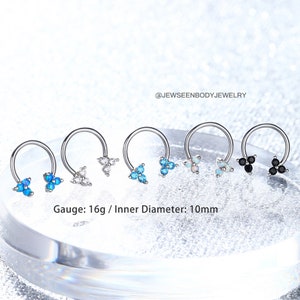 Clover Septum Rings/ Septum Cclicker/ Cartilage Hoop Earring/ Daith Hoop/ Helix Jewelry/ Tragus Piercing Jewelry/ Nose Rings Hoop for Women