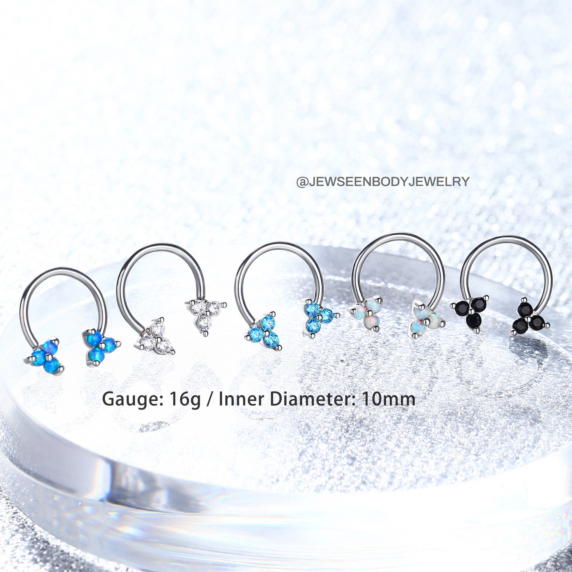 Clover Septum Ring: 16g Surgical Steel Daith Hoop