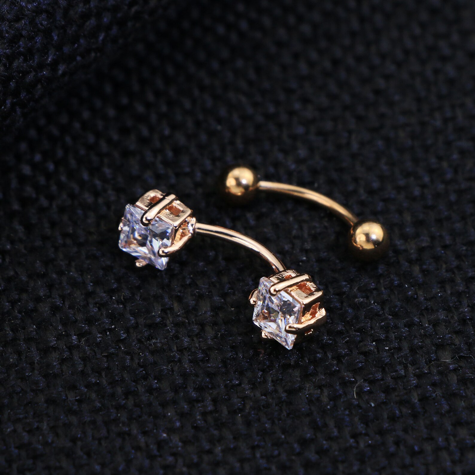 2pcs 16g Small Size Belly Button Rings Surgical Steel Square Etsy