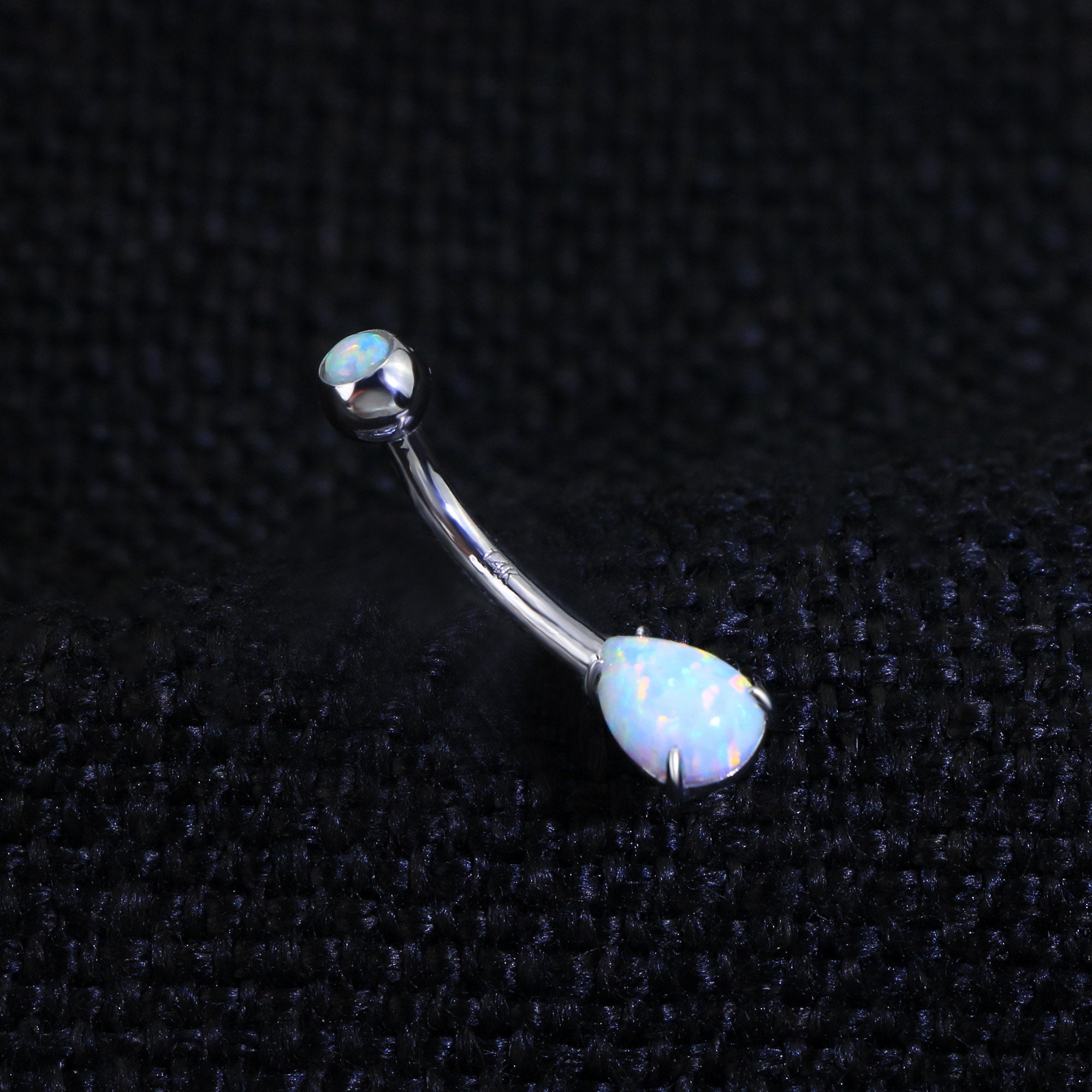 14K Gold Teardrop Belly Button Rings/ Synthetic Opal Navel Etsy