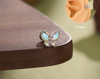 Butterfly Stud Earrings, Upper Lobe Piercing, Cartilage stud, Flat Earrings, Cute Stud