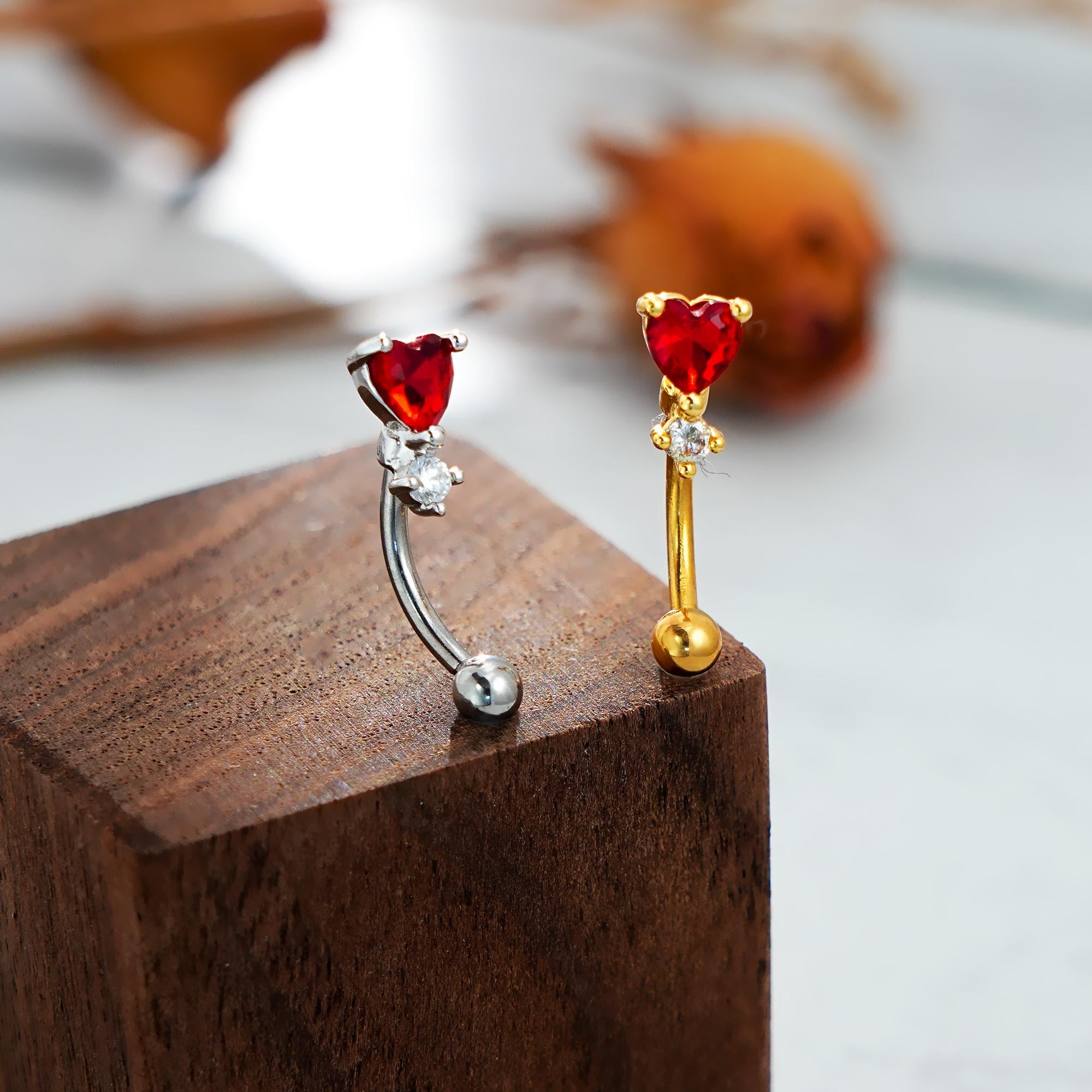 Cute Rook Loop 16G Red Heart Rook Earring/cute Eyebrow Rook/cartilage Piercing/moon ...