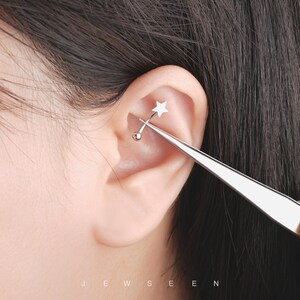 Star Rook Piercing 16G Silver Star Rook Earring/curved Barbell/eyebrow Ring/daith Earring ...
