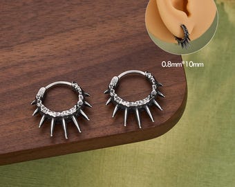 Punk Earrings, Hoop Earrings, Gothic Jewelry, Dark Earrings, Punk Hoop Earrings, Man Earrings