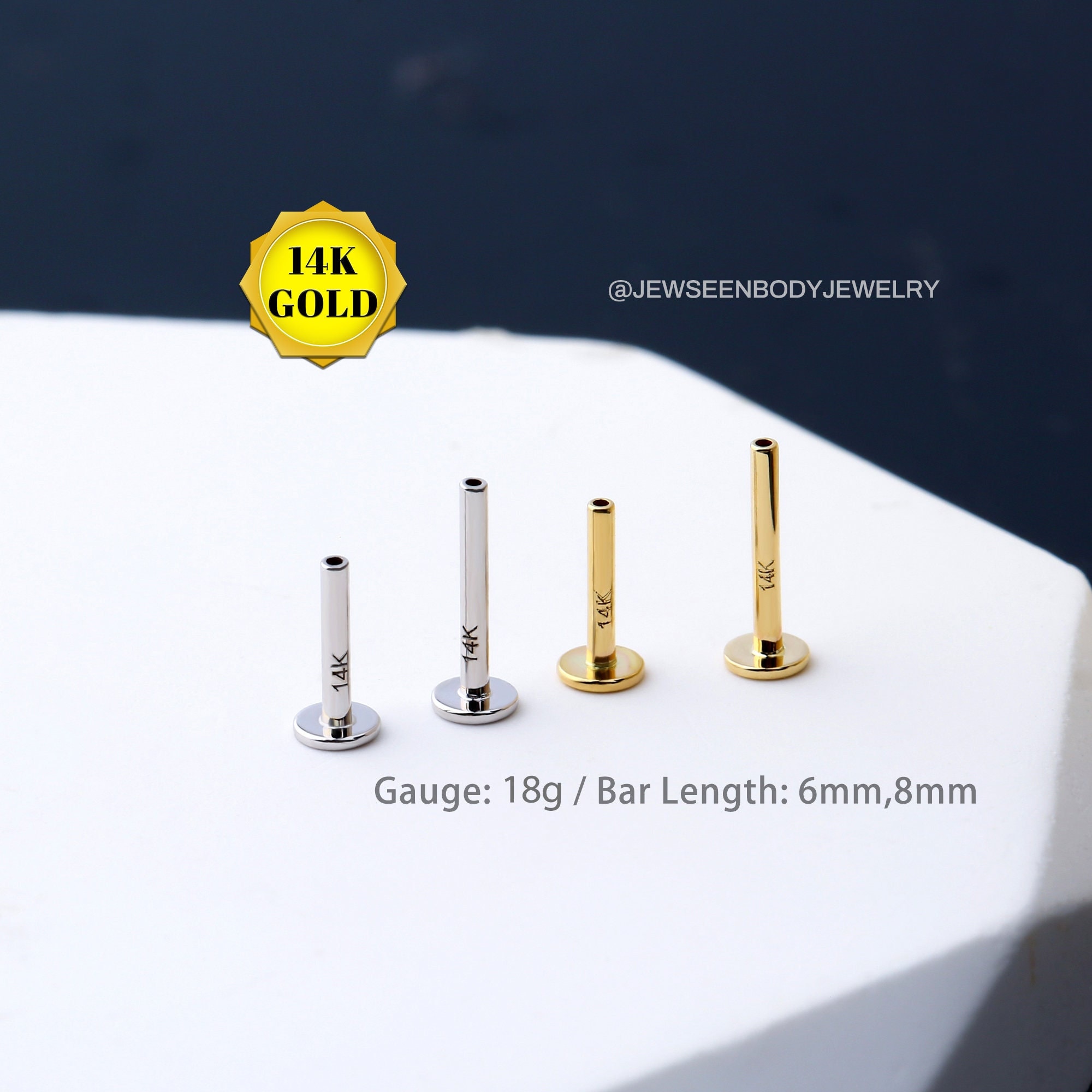 14K Solid White & Yellow Gold Replacement Single Screw Back for