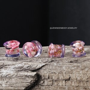2PCS Real Flower Ear Gauges/Ear Plugs/Ear Tunnels/Ear Plug and Gauges/Resin Ear Tunnels/Flower Plug Earrings/Gift for Her/valentines day image 6