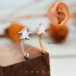 16G Star Gem Rook Earring/Cute Eyebrow Jewelry/Cartilage Piercing/Moon Rook Piercing/Flower Rook/Helix Piercing/Rook Barbell/eyebrow ring