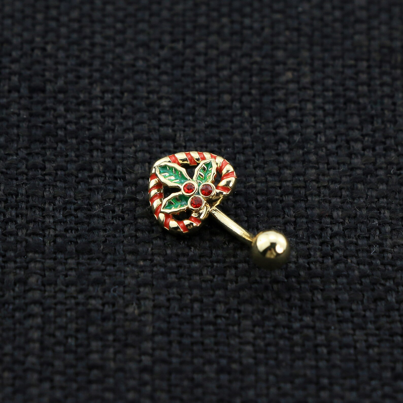 14G Christmas Belly Button Ring/heart Belly Barbell/navel Etsy