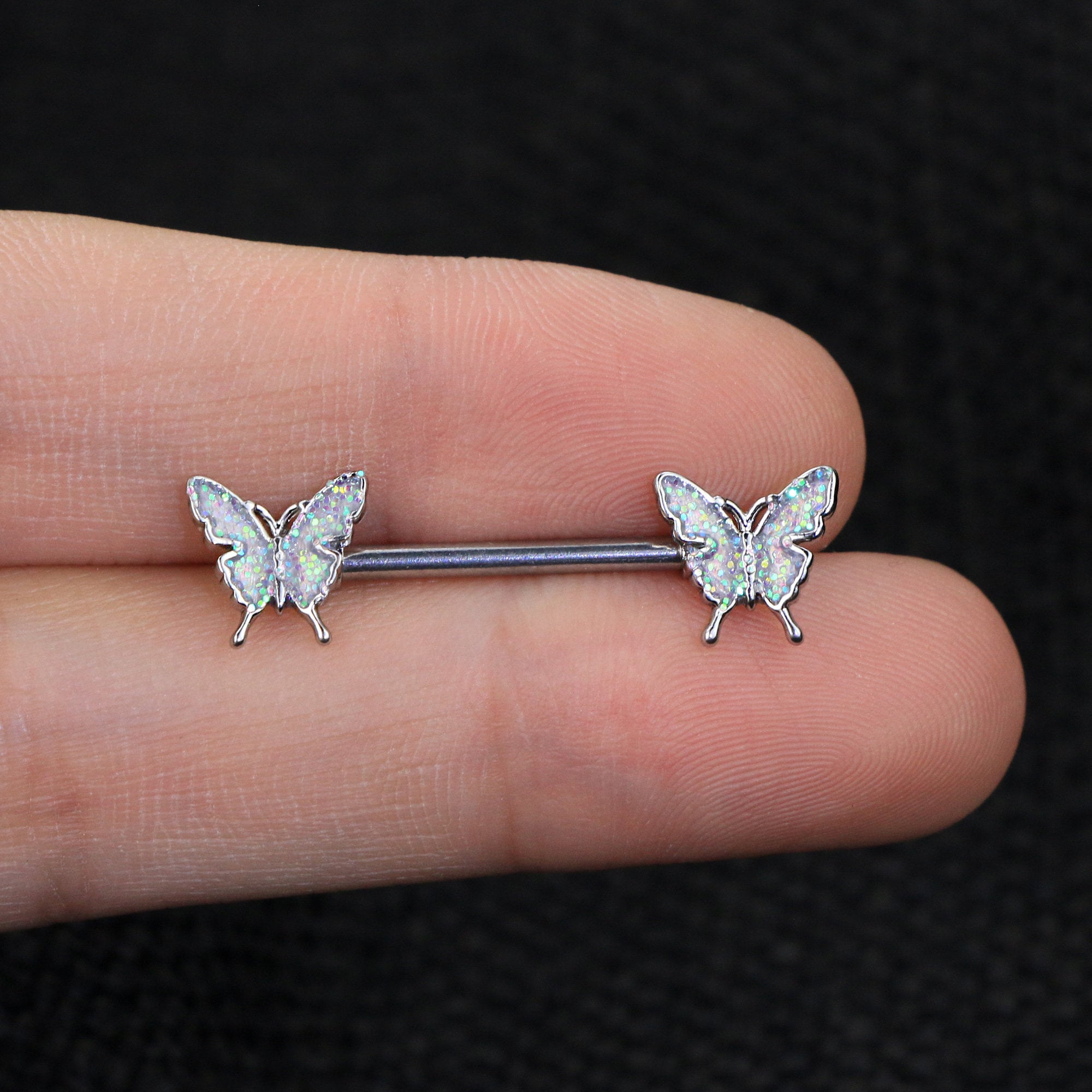 Nipple Barbell 14G Nipple Piercing Butterfly Nipple Jewelry Etsy