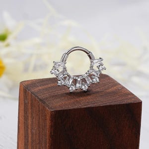 16G Septum Ring/Rectangle CZ Cartilage Earring/Helix Earring/Daith Piercing/Hoop Earring/ Clicker Hoop/septum hoop/Nose Hoop/Black Friday