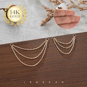 14k Gold Connected Chain/Connector Earring/Piercing Chains/Cartilage Wrap Chain/Conch Chains/Earring Chain Connector