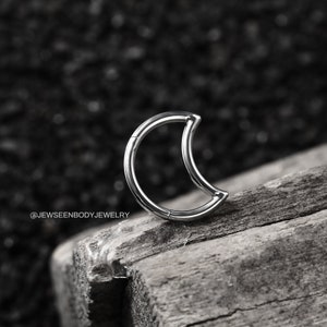 16G G23 Titanium Moon Daith Earring/Helix Hoop/Hinged Clicker/Hoop EarringHinged Segment Ring,Cartilage Earring,Tragus Piercing Jewelry