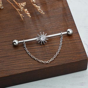 14G Sun Chain Industrial Barbell/Industrial Ring/Threaded Industrial Chain/Industrial Piercing/Industrial Bar/Industrial Jewelry/Ear Chain