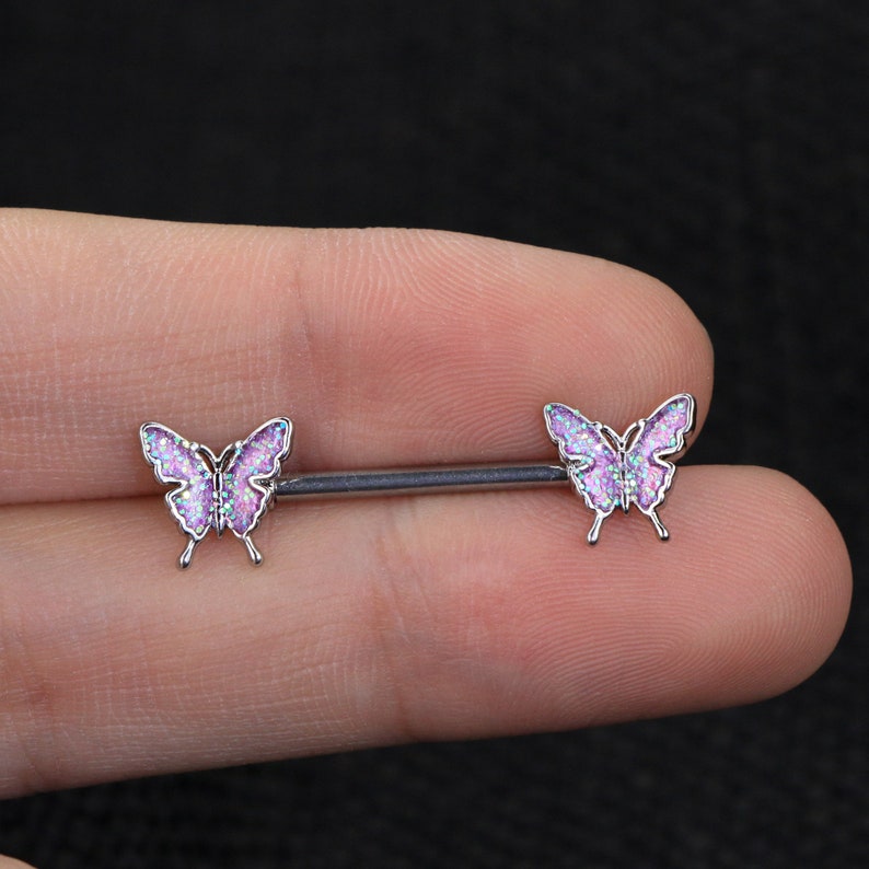 Nipple Barbell 14G Nipple Piercing Butterfly Nipple Jewelry Etsy