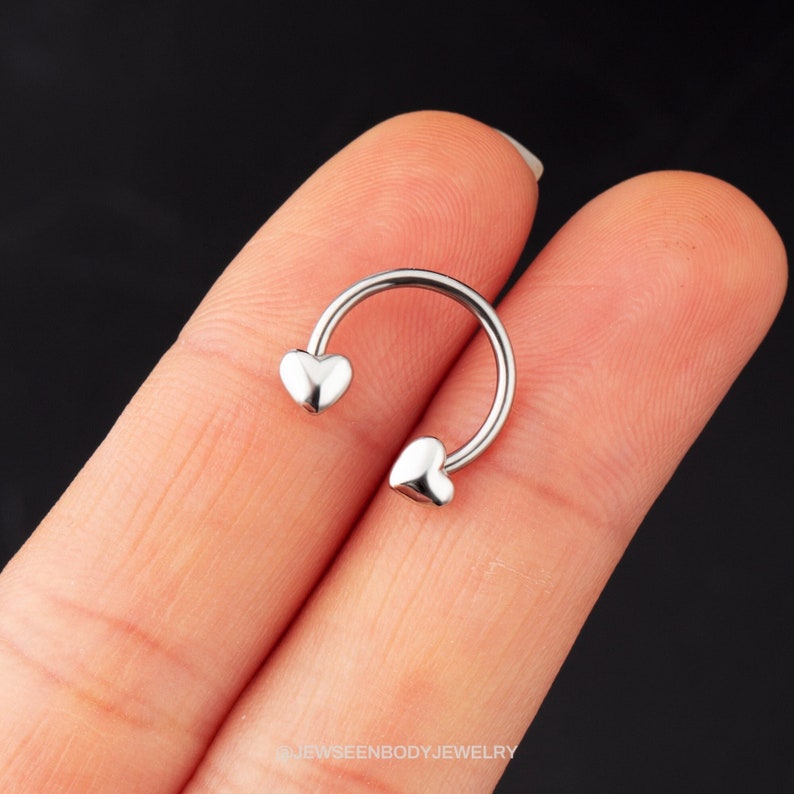 Heart Cartilage Earring/16g Helix Earring/Nose Ring Hoop/Daith Earring/Tragus Earring/Septum Ring Hoop/Smiley Piercing/Gift for Him 