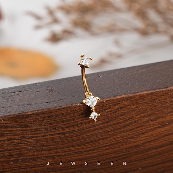 Pendiente de torre de oro de 16 g, barra curva, anillo para ceja, pendiente daith, pendiente colgante para cartílago, joyería para piercing de trago, regalos para ella.