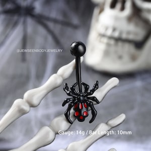 14G Halloween Belly Button Ring,Spider Belly Ring,Skull Navel Ring,Belly Piercing Jewelry,Navel Piercing,Belly Barbell,Body Piercing Jewelry