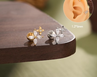 Peridot Stud, Olivine Kite Stud Earring, Geometric Titanium Helix Piercing