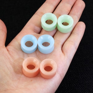 6PCS Ear Gauges/Glass Ear Tunnels/Double Flared Flesh Tunnels/Glow in The Dark Ear Plugs/2g-3/4'' Ear Plug/Valentines Gifts for her