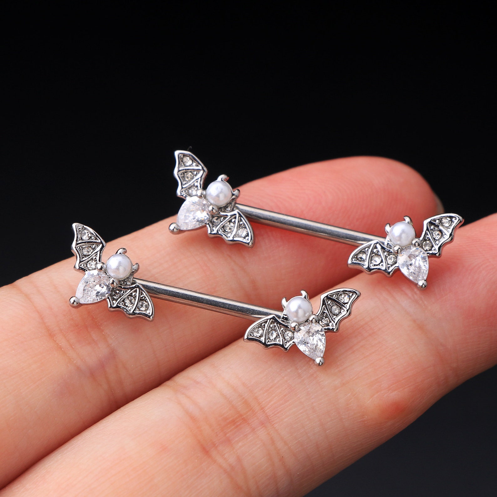 Nipple Barbell 14G Nipple Piercing Bat Nipple Jewelry Etsy UK