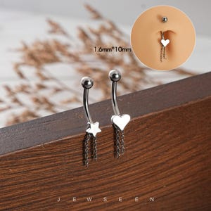 14G Titanium Star Navel Ring: Dangle Belly Button Piercing