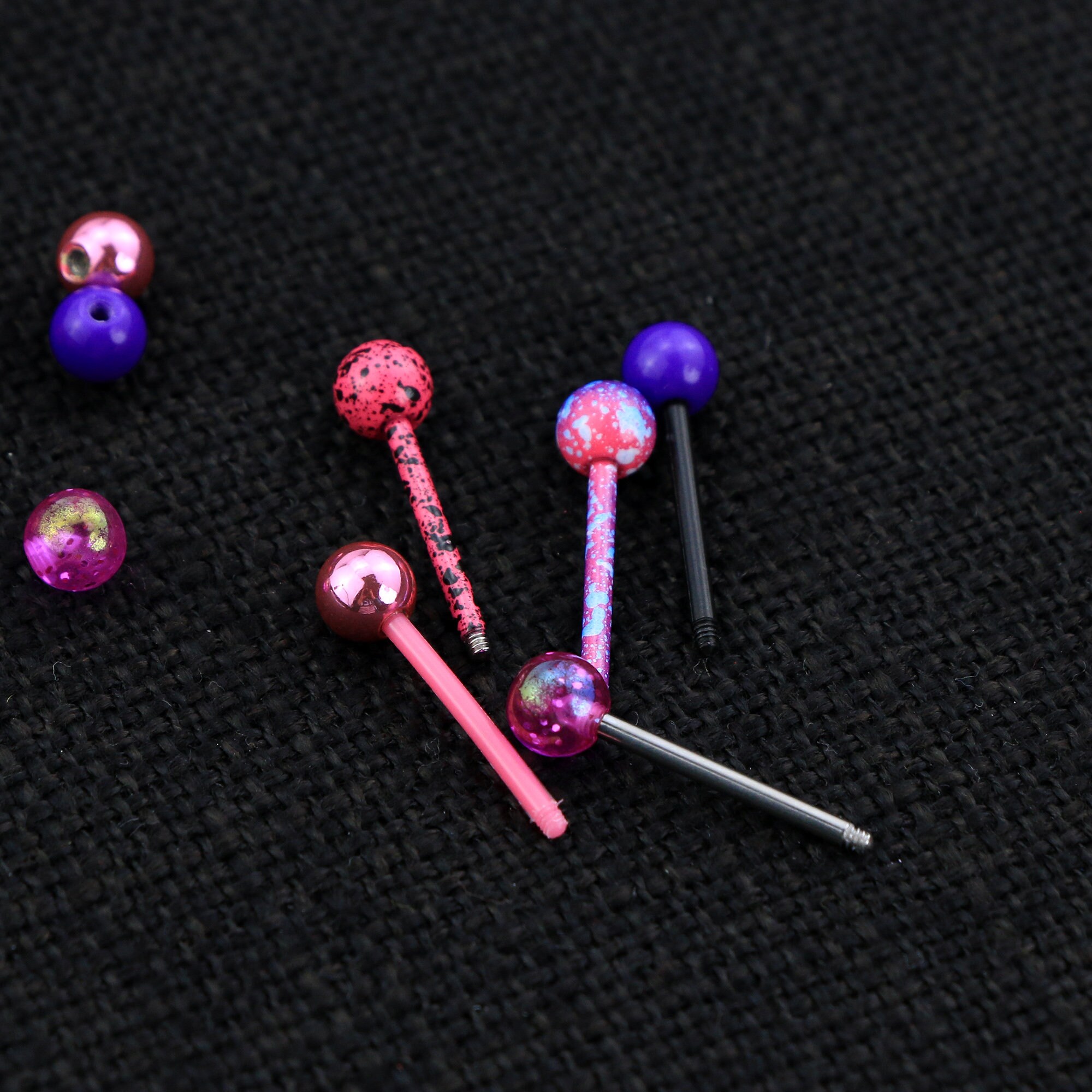5PCS Splatter Tongue Barbell/pink Purple Tongue Ring/tongue