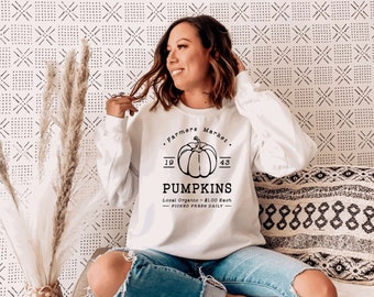 Retro Pumpkin Sweatshirt | Farmers Market Graphic, Fall Pullover