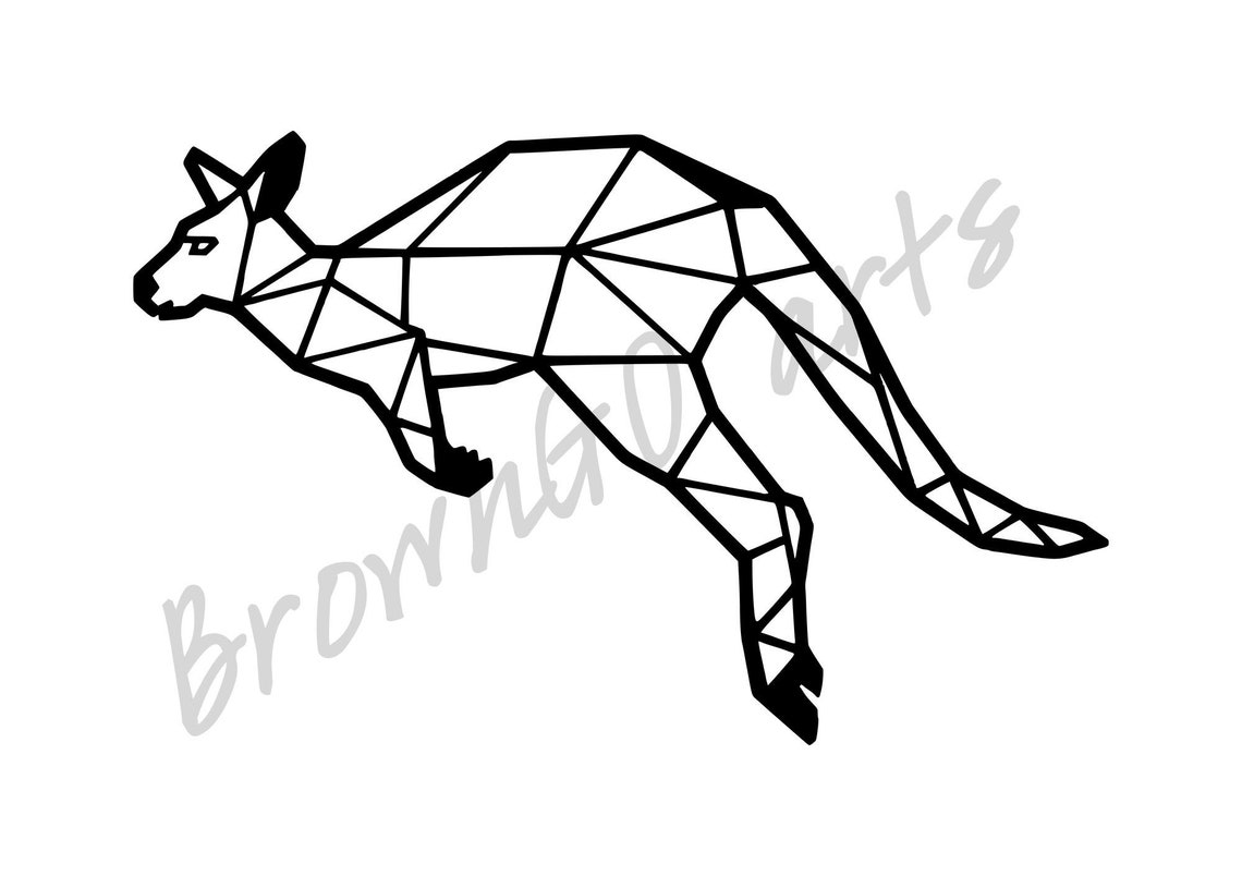 Geometric kangaroo wall print geometric wall art monochrome Etsy