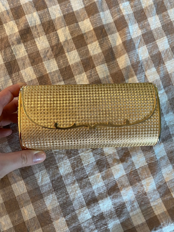 1960s gold metal evening clutch purse