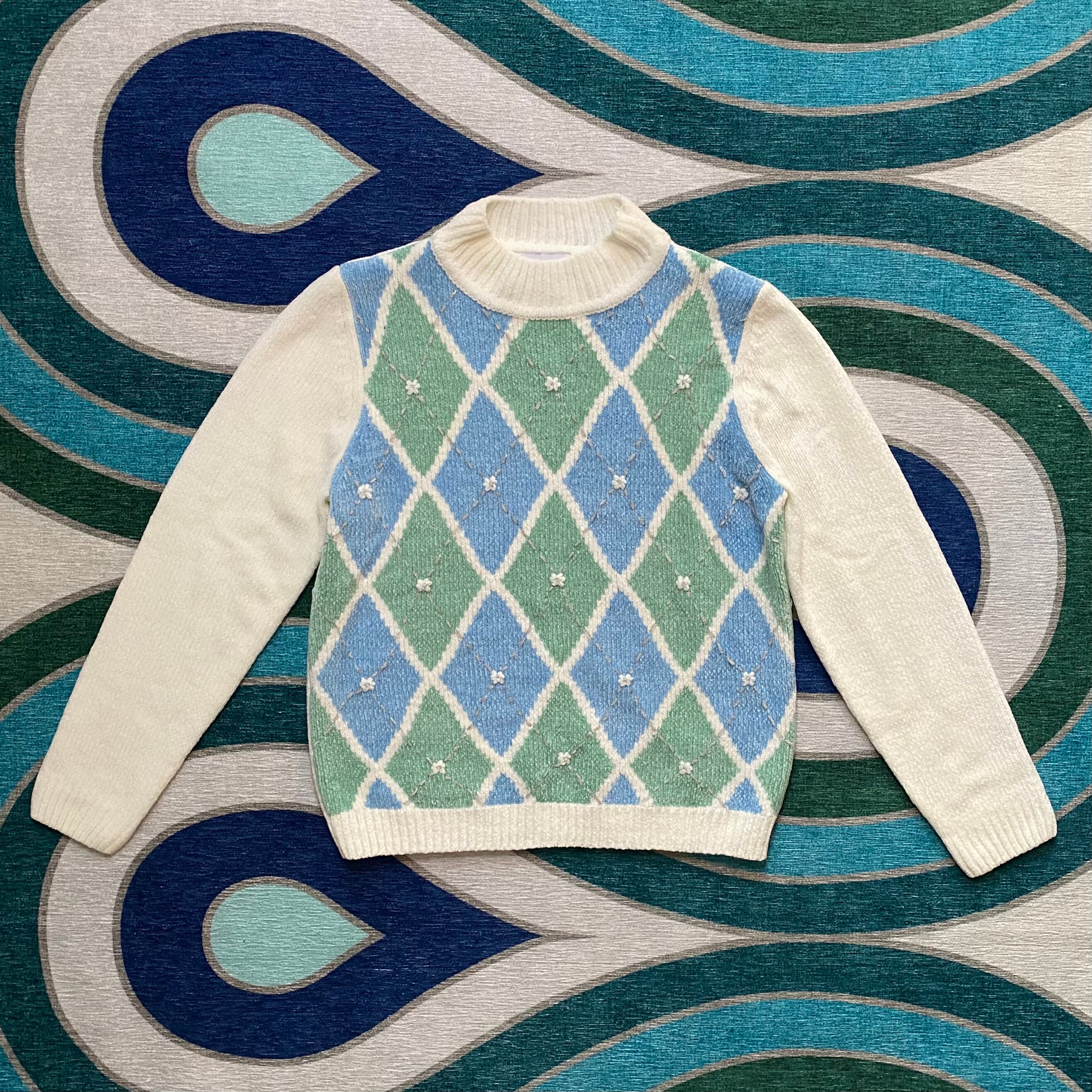 80s Alfred Dunner Blue Green and White 