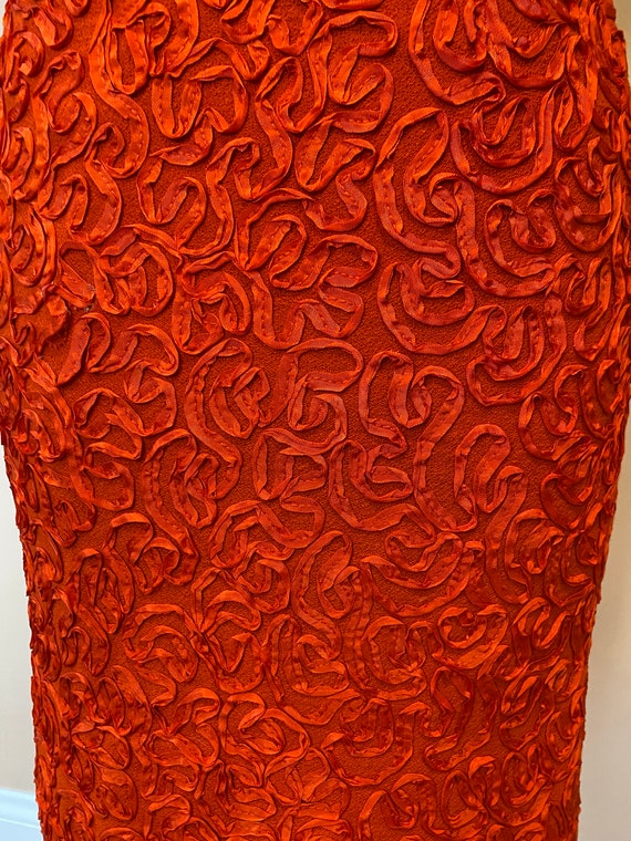 1960s orange ribbon detail pencil skirt - image 2