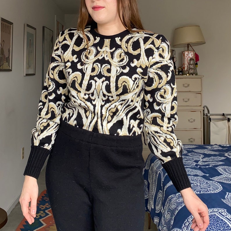 80s Side Effects brocade intarsia knit jumpsuit image 2