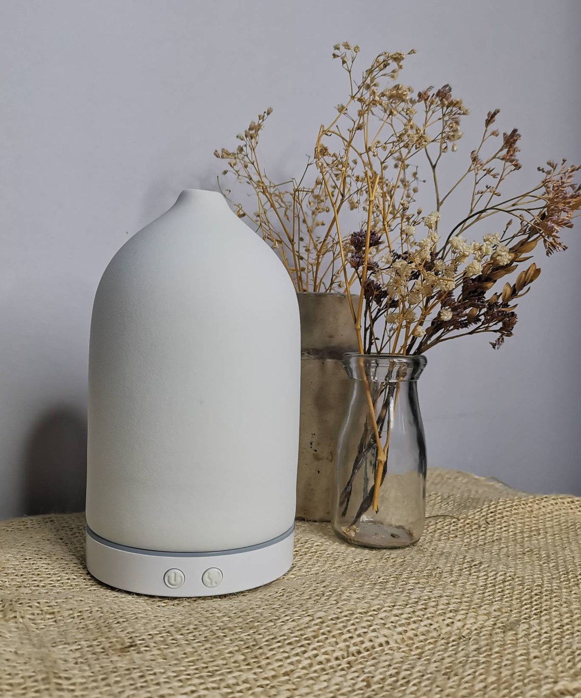 Elegant White Ceramic Aromatherapy Oil Diffuser with 7 LED Etsy