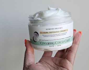 Creamy COCO Curl Cream Strengthens +  Define with      Cold Pressed Avocado Butter       Mango Butter  &  Coconut Water