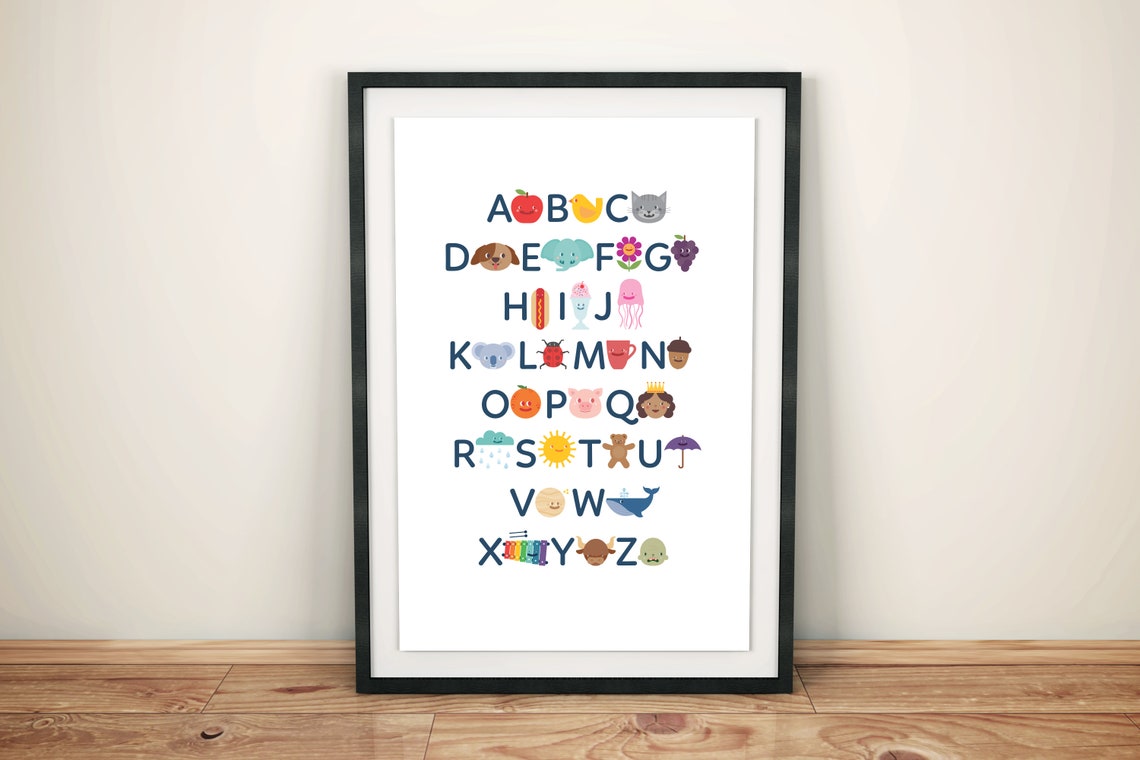 Alphabet Poster Printable Download Wall Art for Children Etsy