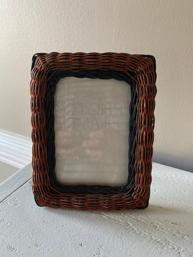 Dark Brown and Black Wicker Picture Frame Etsy